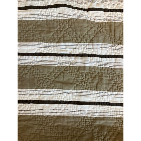 Restoration Hardware Duvet Cover Reversible Quilted King beige striped Cotton - Picture 3 of 10